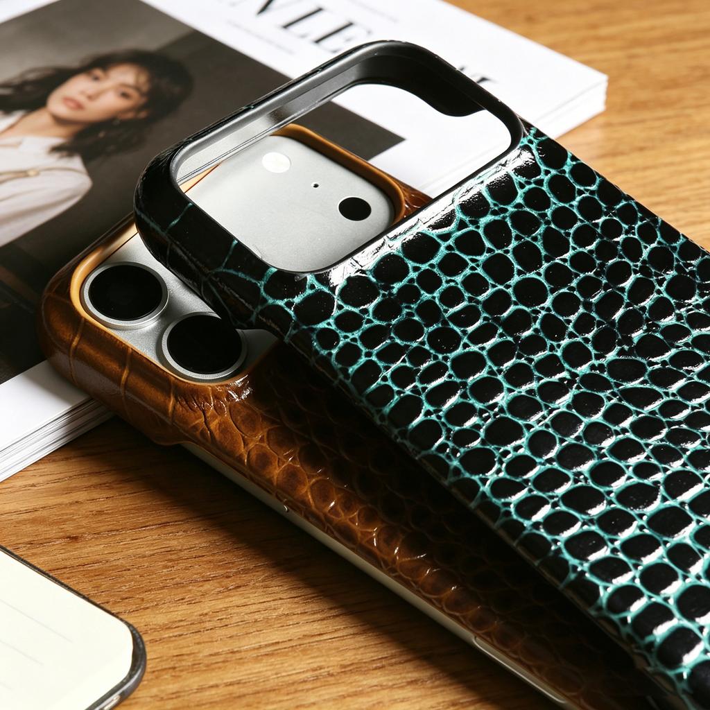 For IPhone 18 17 Pro Max Genuine Leather Crocodile Pattern Case with Magsafe Magnetic Luxury Cowhide Cover for IPhone 18 Pro Max