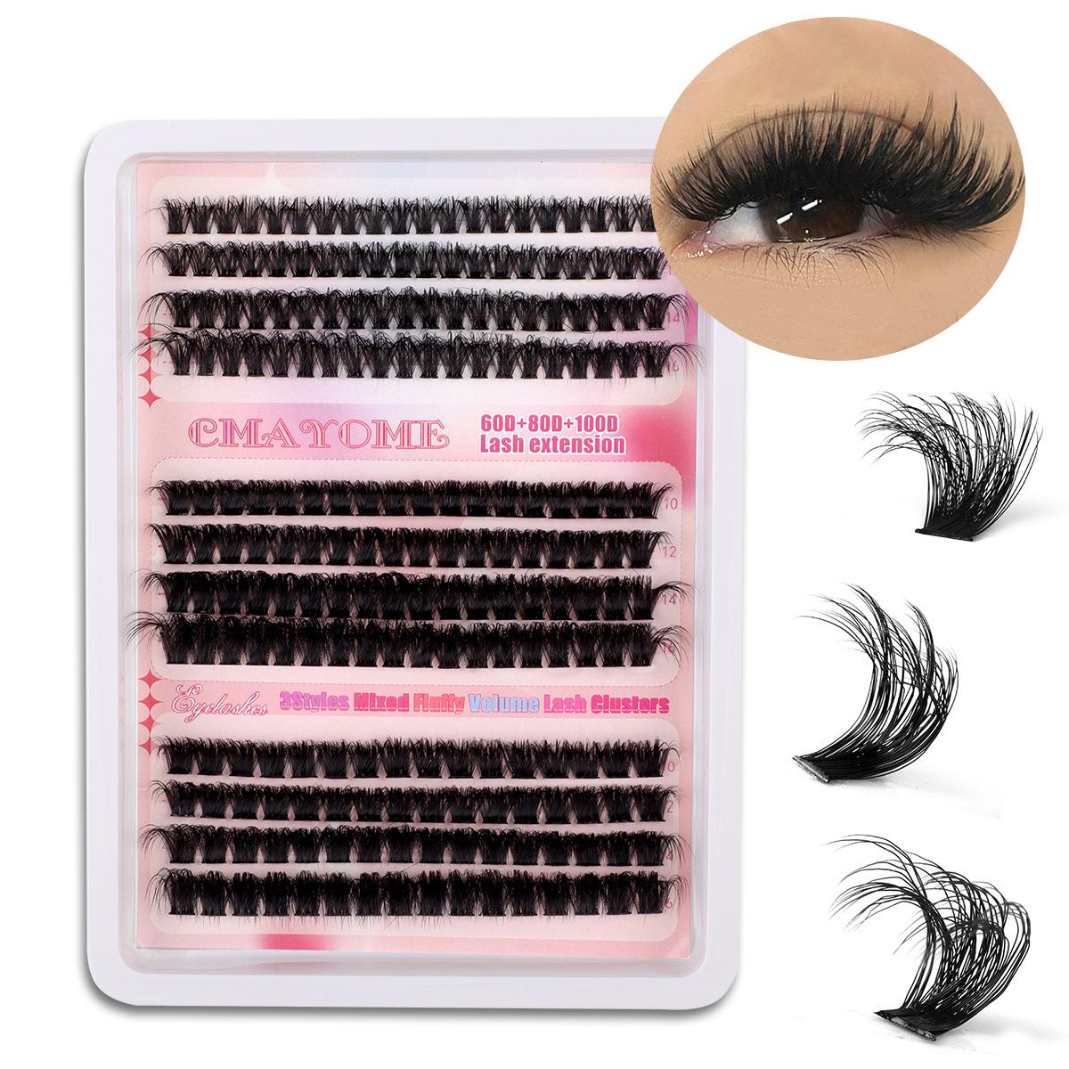 

216 Clusters Of Thick False Eyelashes Set 60D80D100D Natural Curl Diy Segmented Eyelashes