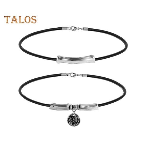 

Винтажный чокер из искусственной кожи с металлическими бусинами, многослойный геометрический цилиндрический кулон, ожерелье из сплава для женщин и мужчин, повседневная одежда, подарок A