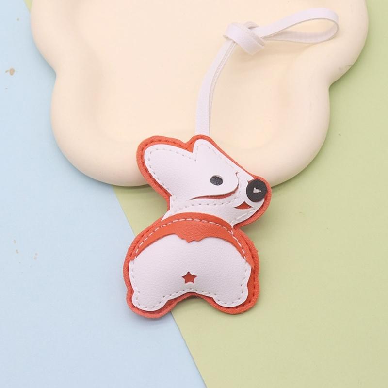 PU Leather Corgi Keychain Cute Dog Accessory Decoration Lightweight PU Craft Pendant For Daily Bag Styling
