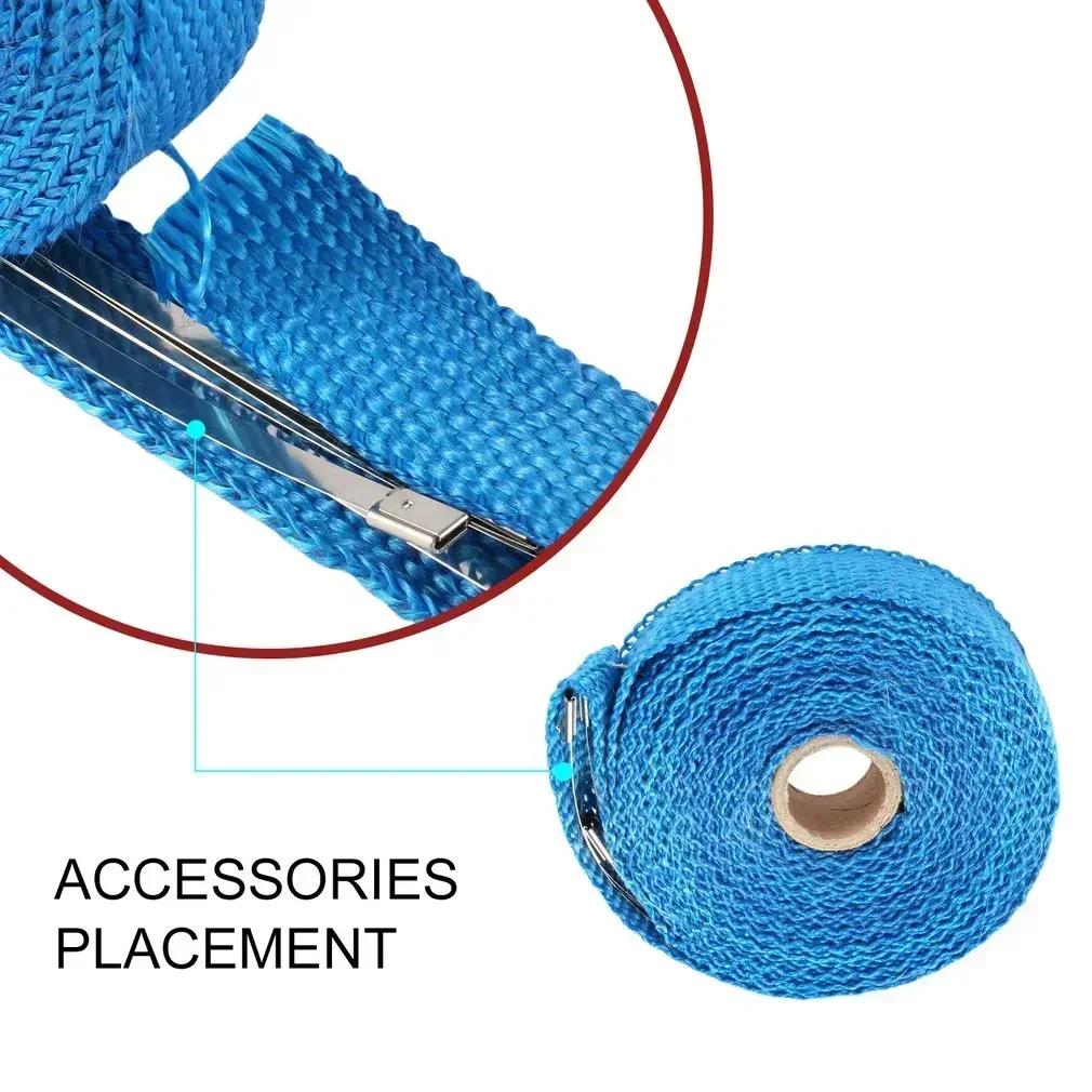 5M Roll Fiberglass Heat Shield Motorcycle Exhaust Thermal Tape Header Pipe Heat Wrap Tape Thermal Protection with Stainless Ties