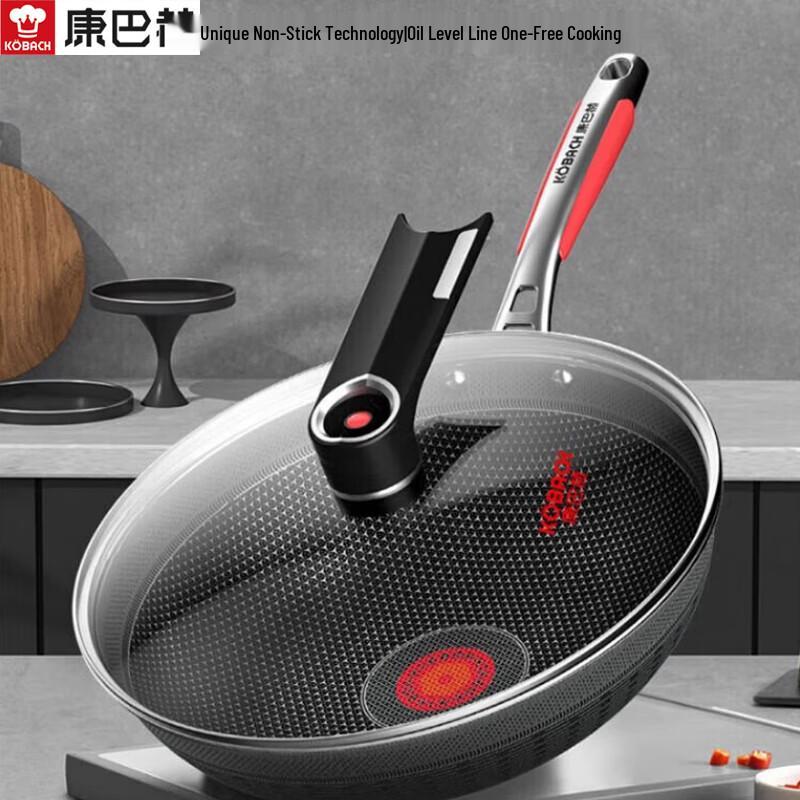 Kambach 32cm 316L Stainless Steel Wok with Red Dot Temperature Sensor