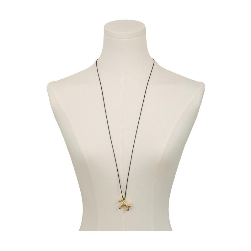 Colorful Enamel Drip Glaze 3D Horse Pendant Necklace - Cute Summer Childlike Choker with Casual Knotting Hoodie Chain