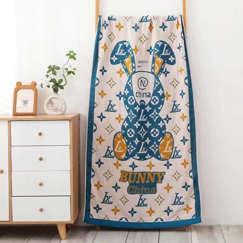 Drainage Style National Tide Pure Cotton Quick-Dry Cartoon Bath Towel for Men and Women