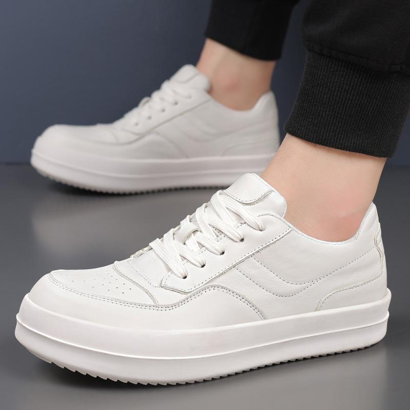 RO men's shoes first layer cowhide men's casual shoes leather breathable white shoes fashion versatile men's board shoes tide