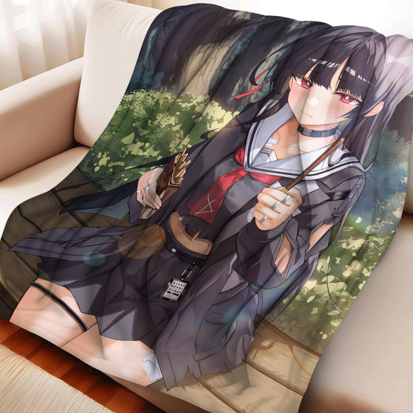 Wuthering Waves Kuchiba Chisa Cartoon Cute Blanket Cover Warm Soft Anime Flannel Knee Banket Multifunctional Universal Blankets 130x150cm