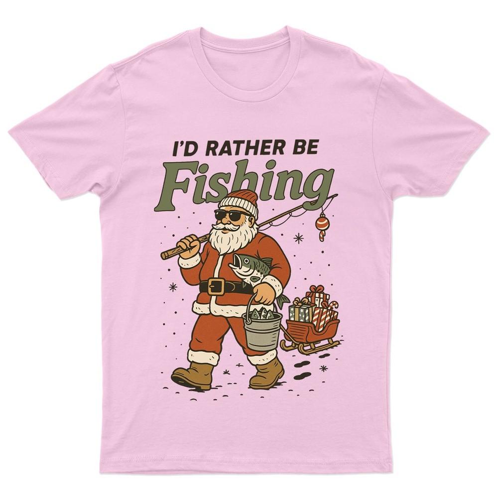 

Id Rather Be Fishing TShirt Unisex Gift Retro Seasonal Funny Xmas Claus Santa Unisex T-Shirt L