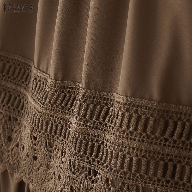 ZANZEA Women Casual Elastic Waist Loose Long Skirts