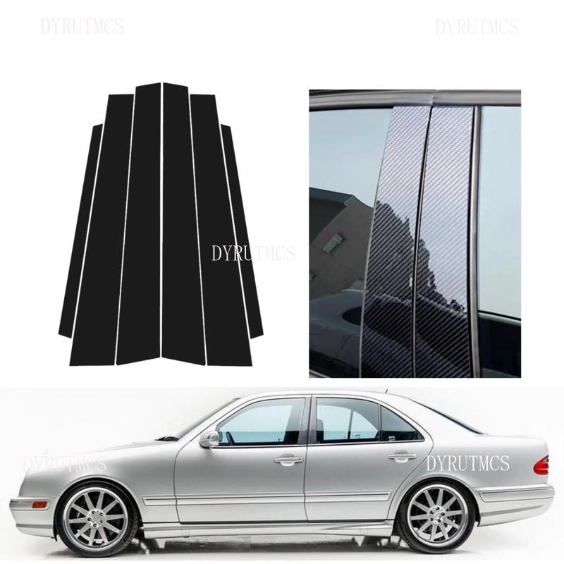 Gloss Black Pillar Posts Fit For Mercedes Benz E Class W210 S210 1995-2002 Window Decor Door Side Mouliding Trim Cover 6PCS