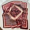 Women Leopard Print Square Scarf Silk Feeling Neckerchief Bandana Lady Shawl Scarves Wrap Head Kerchief Hair Band Ties