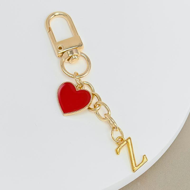 Metal Heart Letter Keychain Fashion A-Z Initial Keyring Charms Car Key Holders Bag Pendant Accessories Valentine'S Day Gift