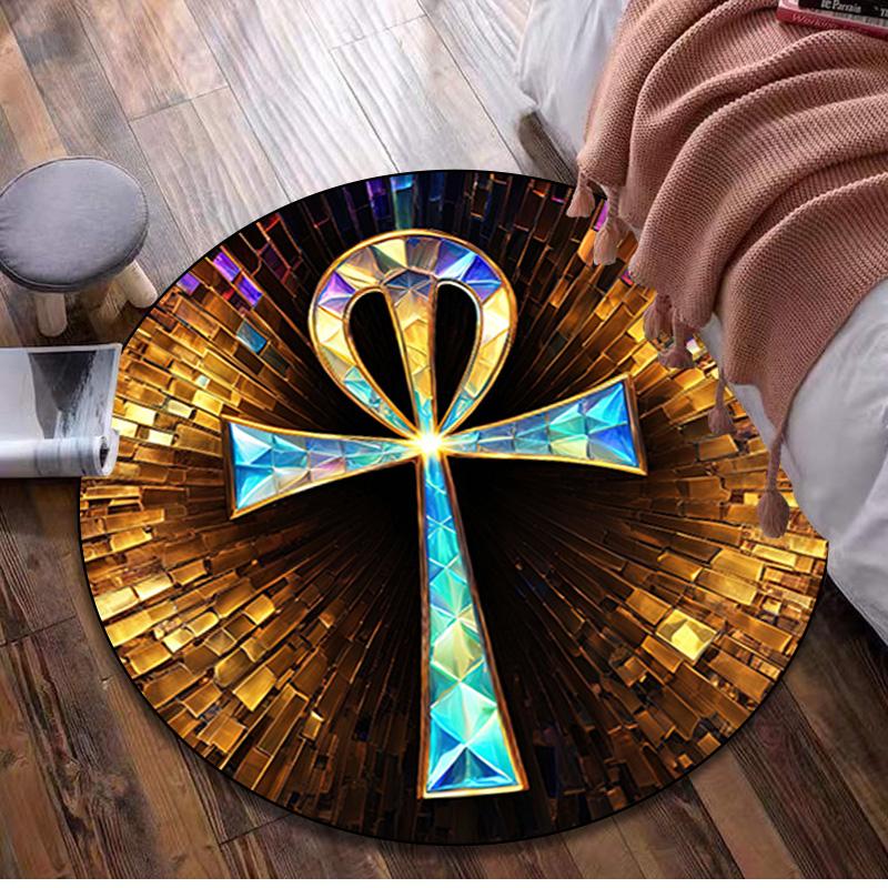 1Pc Circular Print Rug - Home Decoration Carpet For Living Room Bedroom Flooring Computer Chair Area Rug