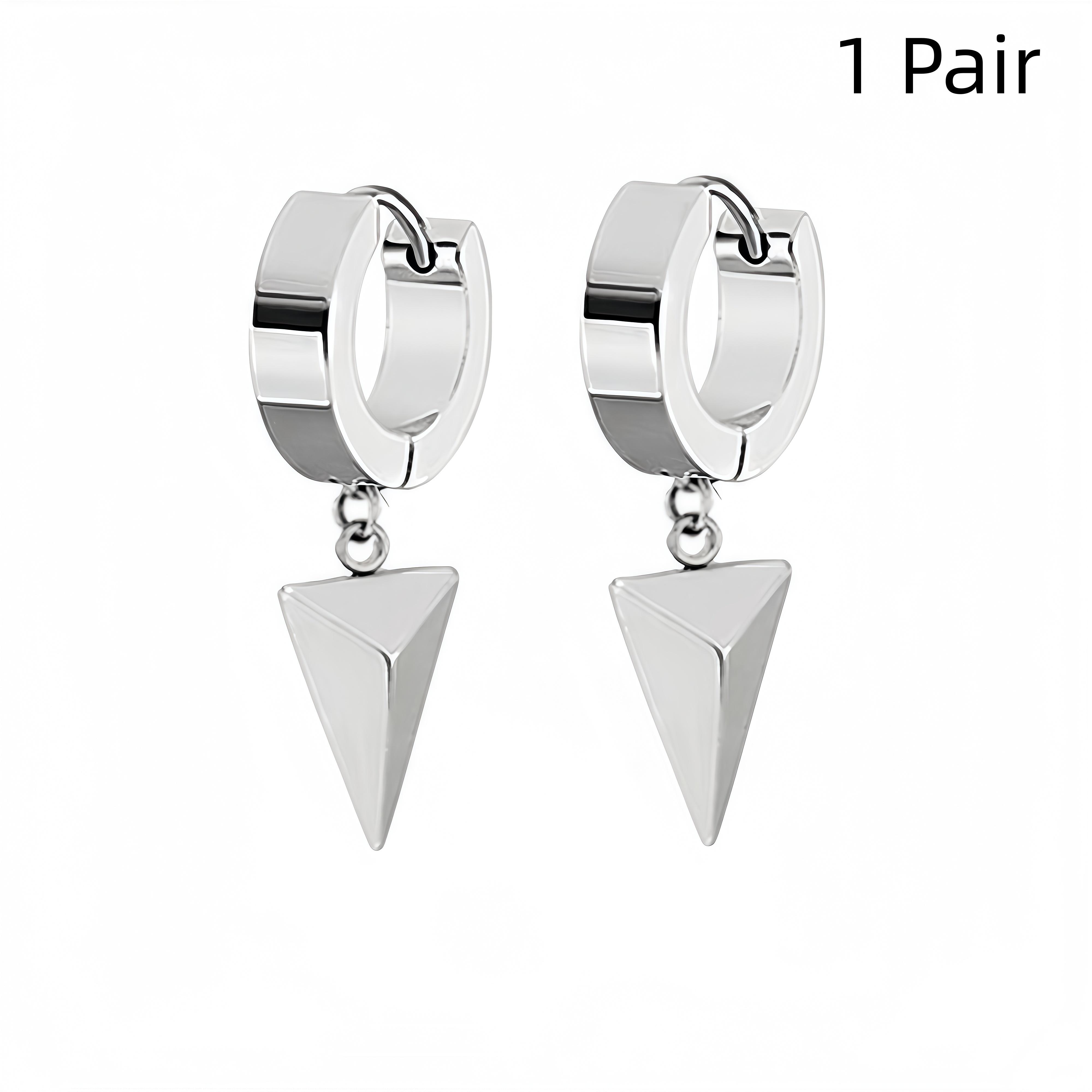 

1-10 Pair Punk Geometric Minimalist Black Stainless Steel Hoop Earrings for Ladies Modern Daily Trendy Huggie Jewelry 2025 New