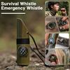 Emergency Survival Whistle with LED Whistle Multifunctional Thermometer Portable Lightweight Light Compass Outdoor Tool