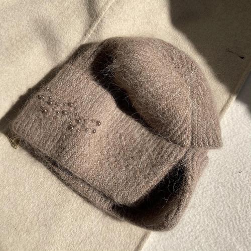 

2022 нова в’язана зимова шапка Pearlangora Beanie з кроликом 54-60cm