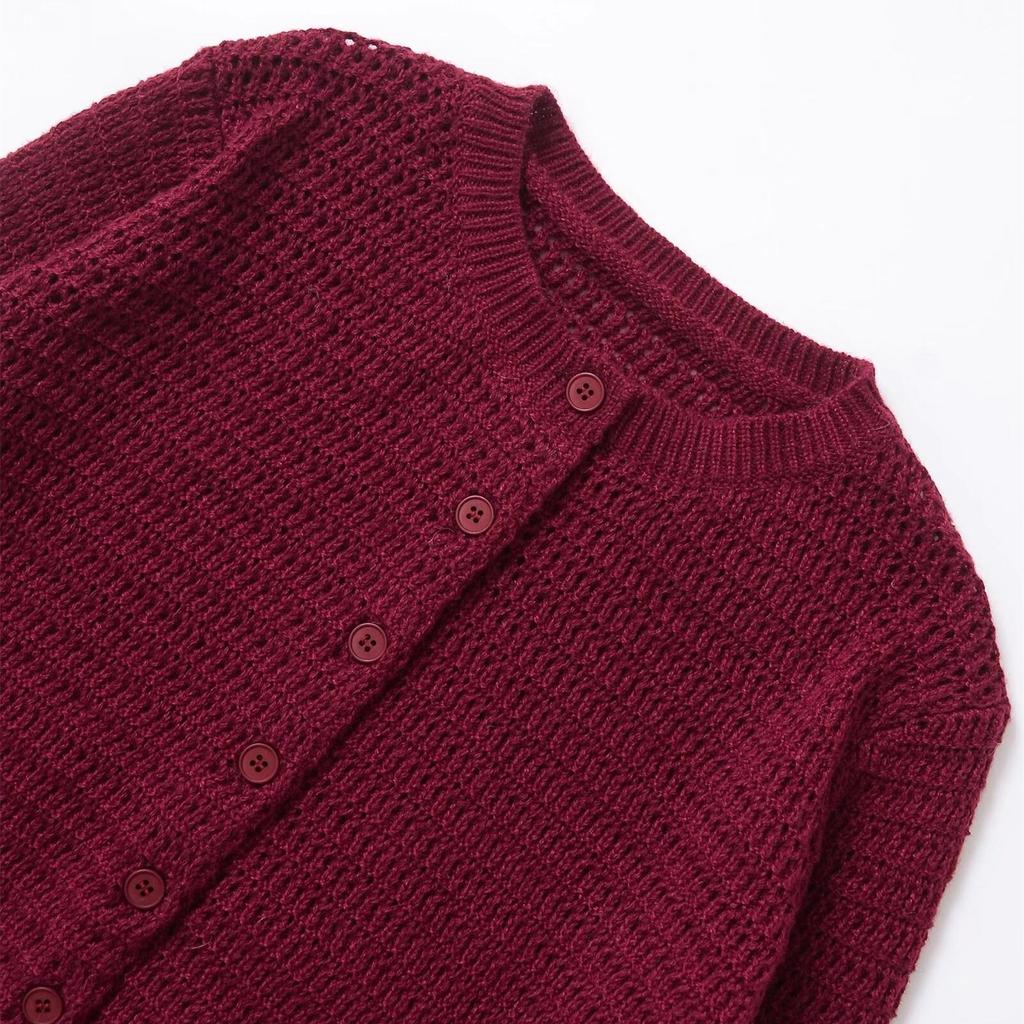2025 Spring Women's Slim Knit Cardigan - Elegant, Versatile, Round Neck, Long Sleeve