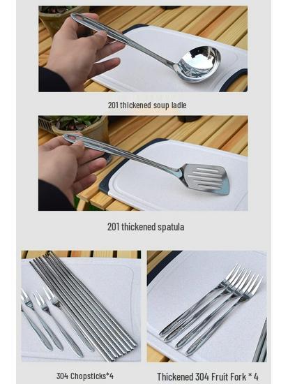 16-Piece Portable Outdoor Kitchenware Set: Stainless Steel Camping, RV & BBQ Cookware with Storage Bag