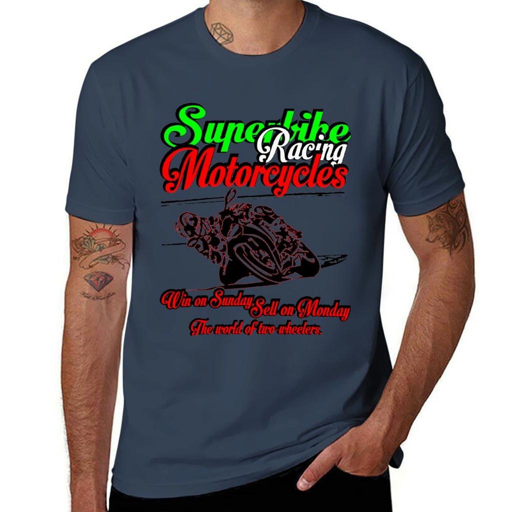 Superbike Racing Motorcycles Tshirt Modern Print Casual Tshirt