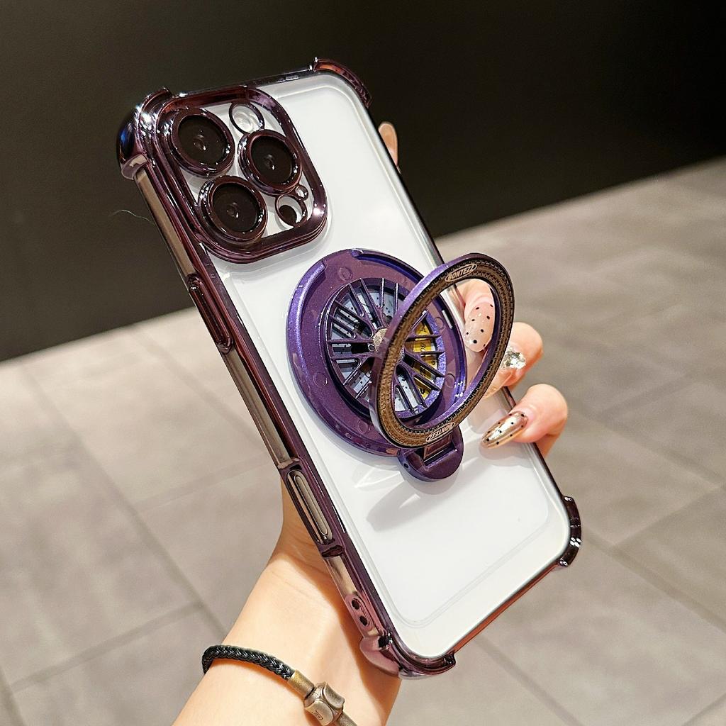 For iPhone 16 Pro Magnetic Case Rotating Fidget Spinner Kickstand PC+TPU Airbag Mobile Cover