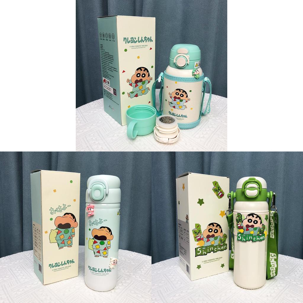 Crayon Shinchan Kids Travel Insulated Water Bottle With Straw Handle For Outdoor Activities