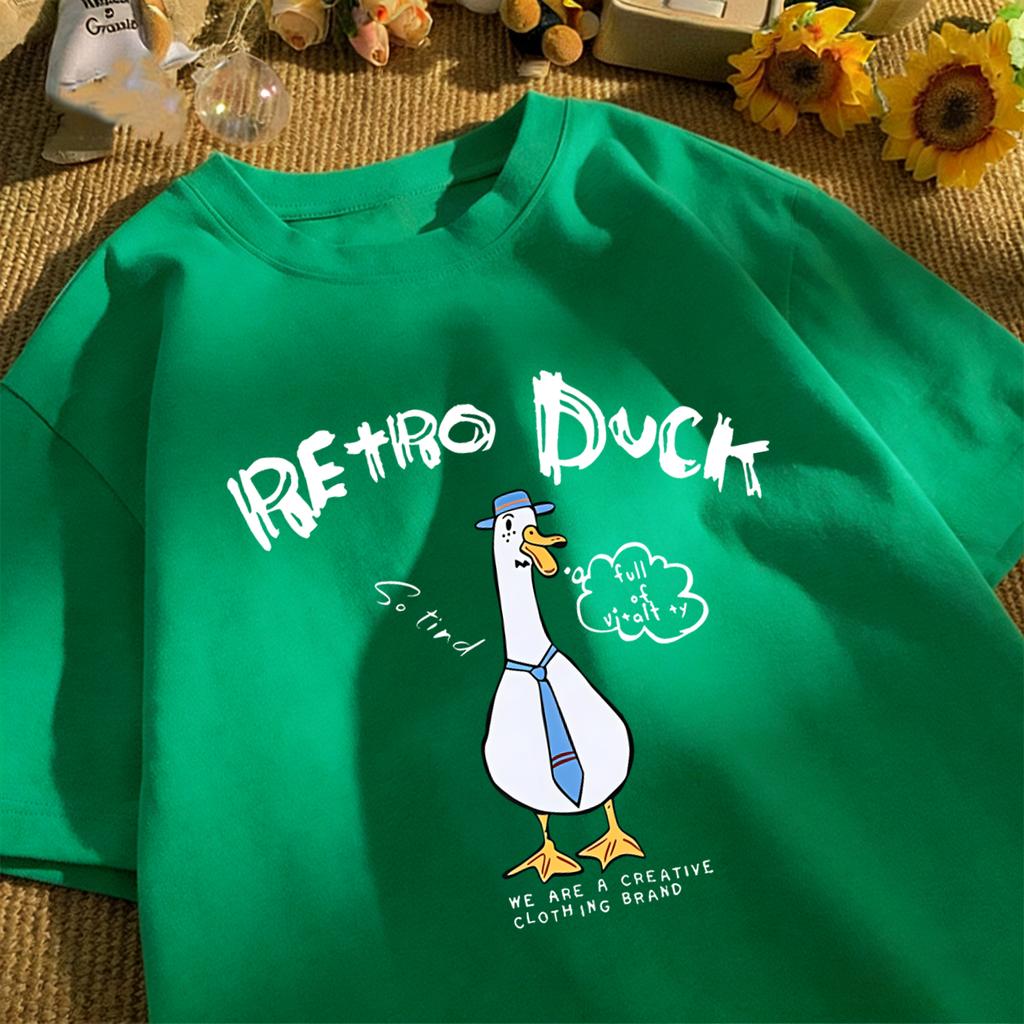 Retro Duck We Are A Creative T Shirt Unisex Summer All-Match Tee O-Neck Fashion Short Sleeve Cotton Loose Unisex Colour T-Shirts