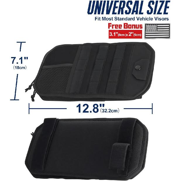 Car Sun Visor Organizer, Multi-Pocket Visor Organizer Storage Pouch With Zippers, Elastic Bands & Glasses Clip, Car Visor Accessories