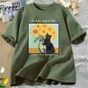 Van Gogh Van Meow Cat Tshirt Funny Unisex Women Cats Lovers T Shirt Street Clothing Graphic Tees Womens Shortsleeved Tshirt