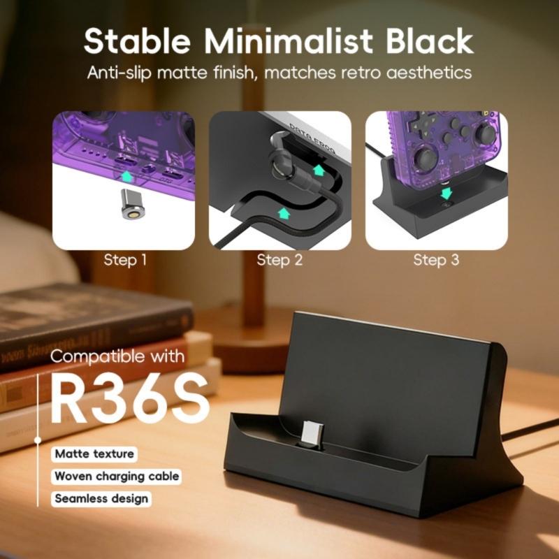 Ergonomic Charging Base For R36S Game Console Magnetic Chargers Dock Ideal For Display And Daily Use