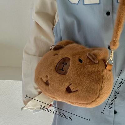 Mochila de Pelúcia Capivara Kawaii Capivara de Pelúcia Bolsa de Ombro Bolsa de Mão Fofa Animal Mochila Escolar para Estudante Carteira Fofa Presente de Aniversário