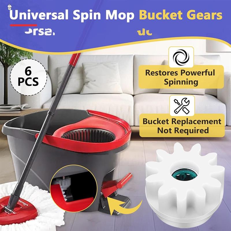 6Pcs Spin Mop Replacement Parts, Spin Mop Bucket Clutch Bearing Gear Replacement For Vileda And More Rotation Mop NONE белый