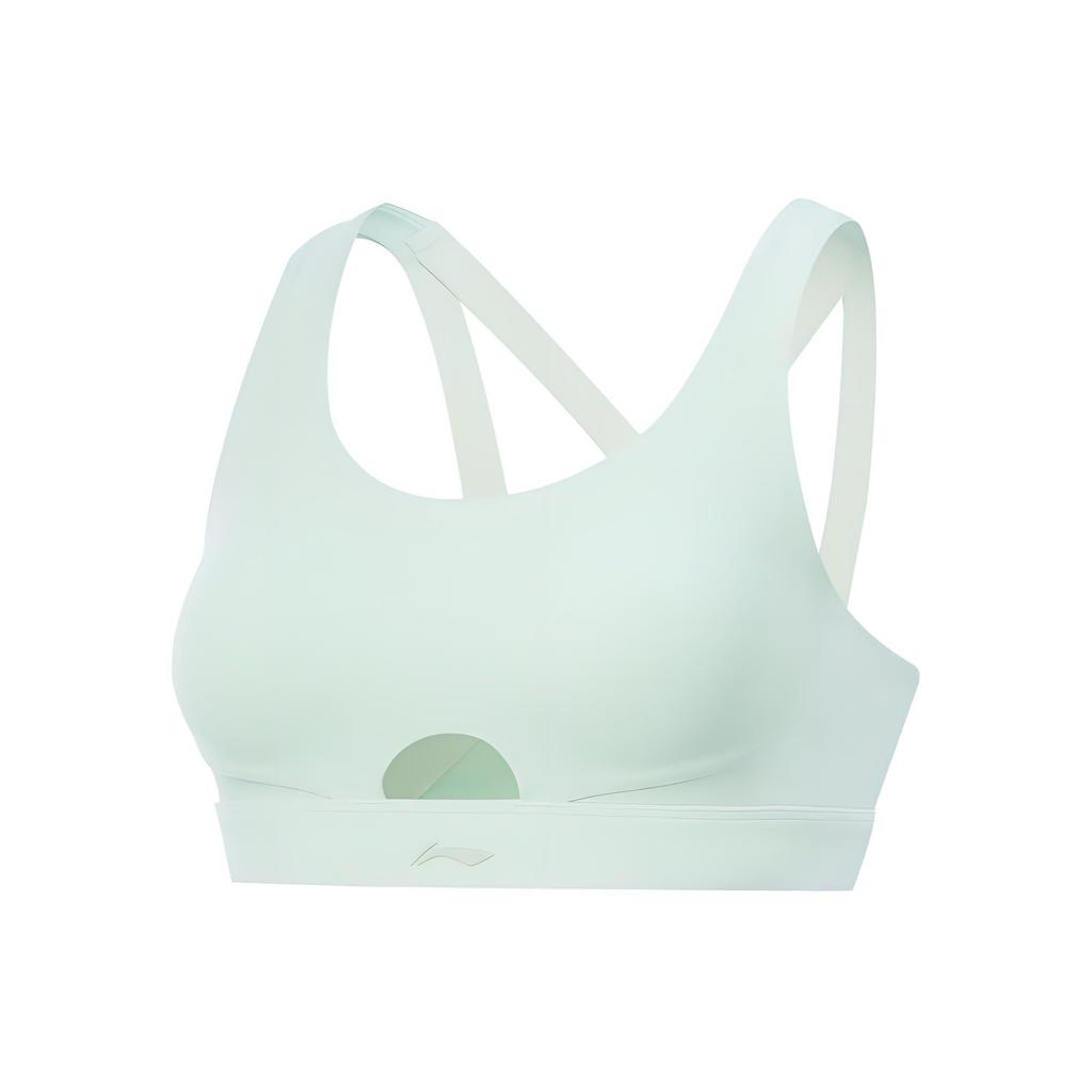 Li Ning Womens Fitness Series Solid Color Medium Support Sports Bra Women Sports Bra Ice-Green AUBU040-4