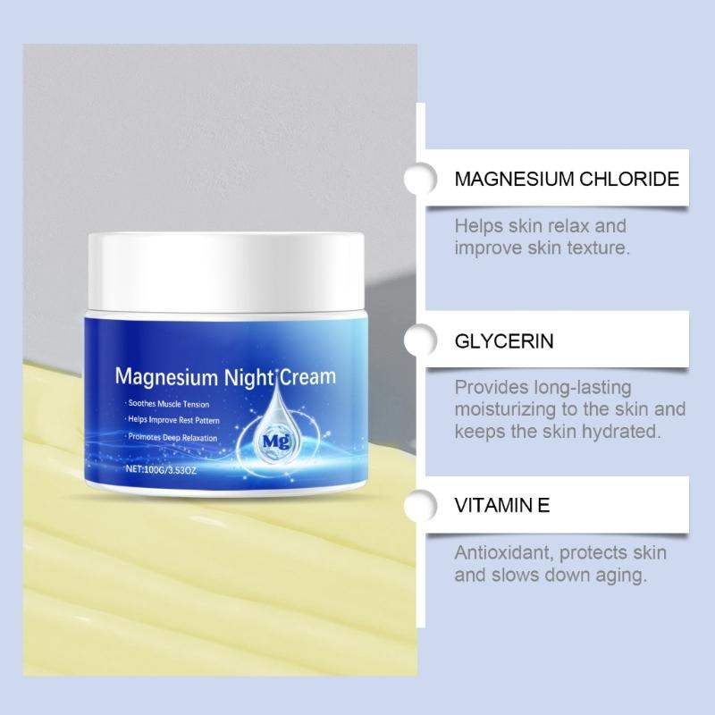 Natural Topical Magnesium Cream for Sleep,Nighttime Magnesium Lotion for Neck Shoulder and Leg Deep Relaxation Lotion