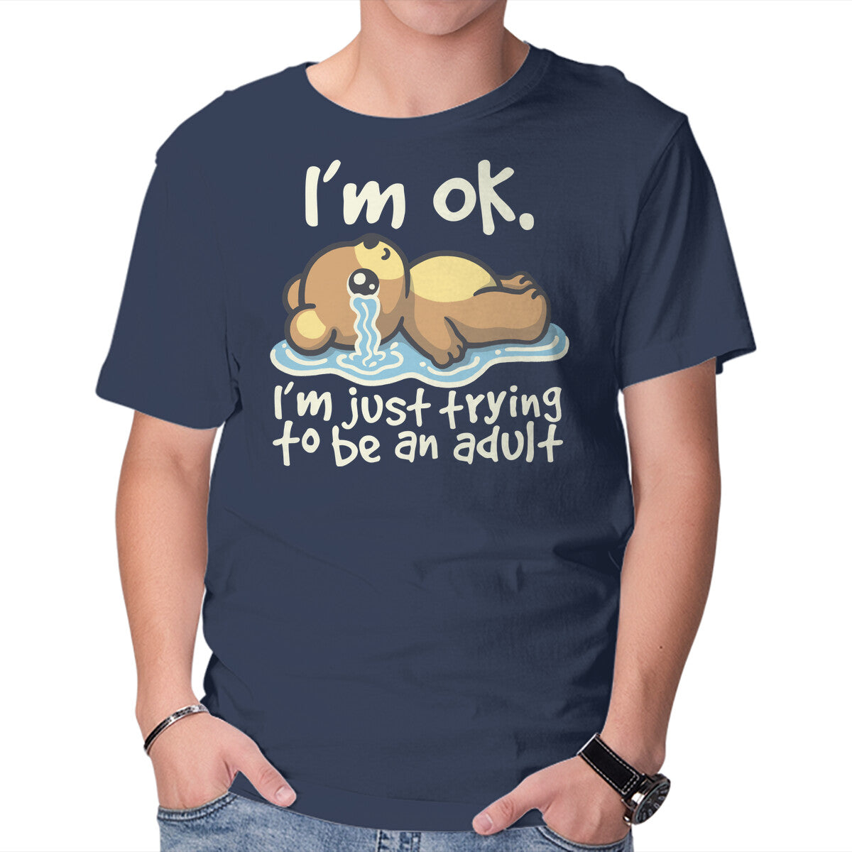 Unisex Crew Neck T-Shirt Trying To Be An Adult Graphic Short Sleeve Casual Tee XL