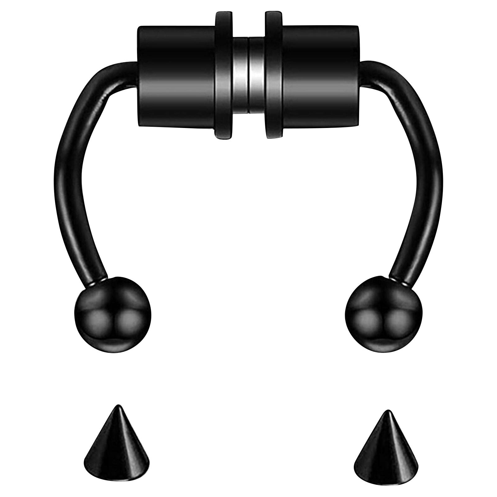 

Неперфорированное магнитное носовое кольцо, неперфорированный магнитный присоска для носа, зажим для носа, носовое кольцо из нержавеющей стали One Size чёрный