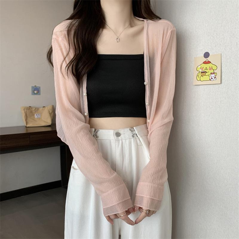 Sonnenschutz Langarm Chiffonbluse Damen Neues Schal Sommer Cardigan mit Studentenjacke Top Ins Trend
