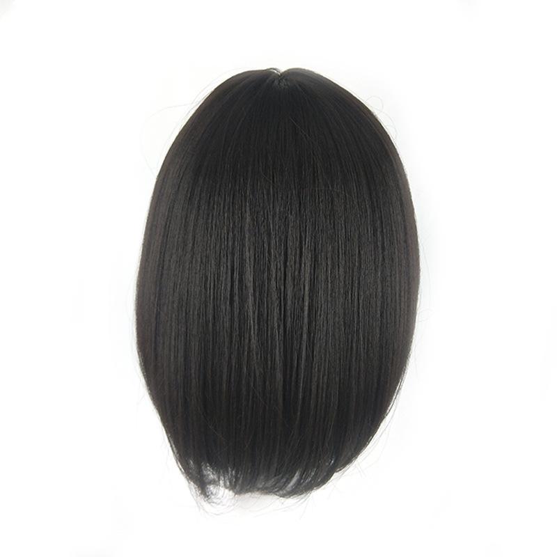 European and American wig female black short medium bobo Bobo head high temperature silk chemical fiber hair button mesh head