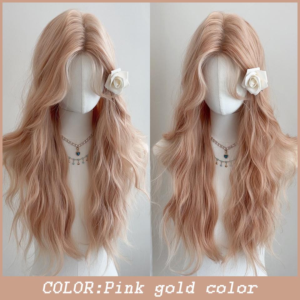 

WTB Powder Gold синтетический парик женский легкий и элегантный длинные волнистые волосы с челкой косплей рождественская вечеринка Лолита парик 75cm