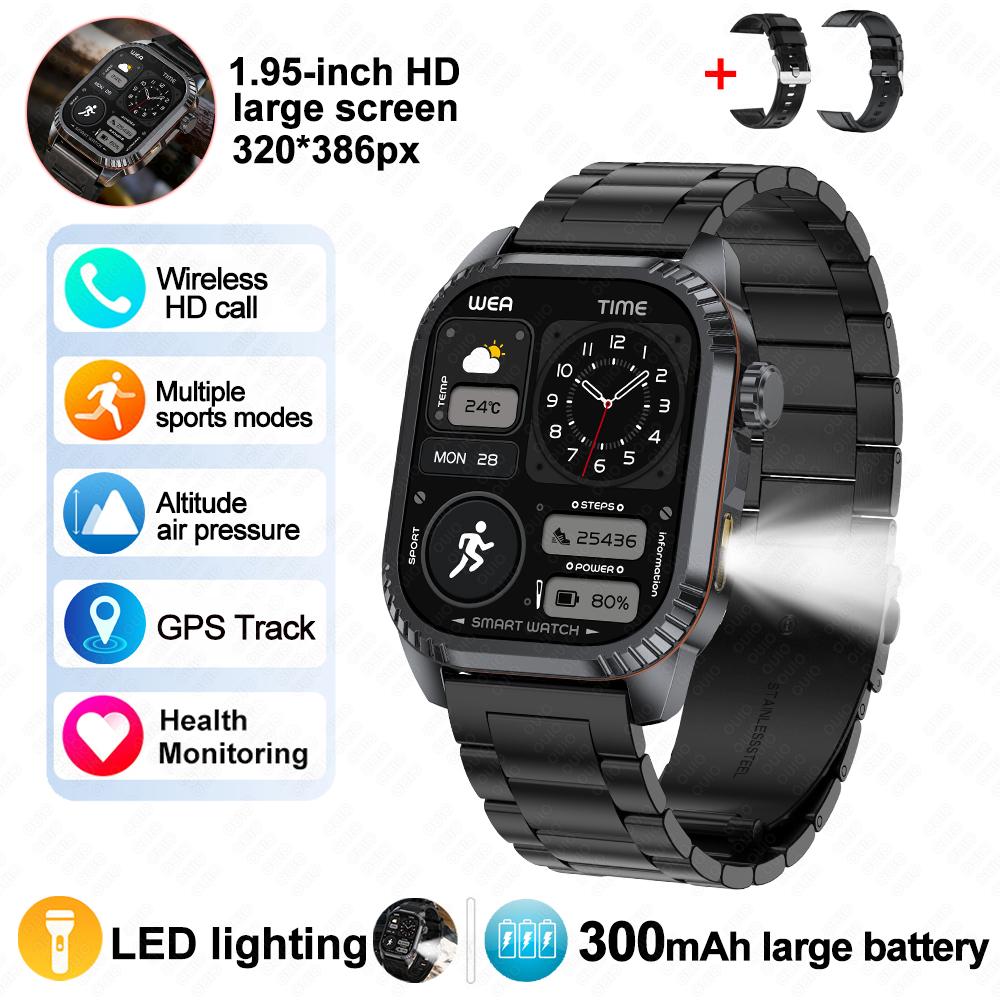 2026 New GPS Tracking Smart Watch 1.96inch HD Screen LED Flashlight Multiple Sport Modes Waterproof Bluetooth Call Smart Watch