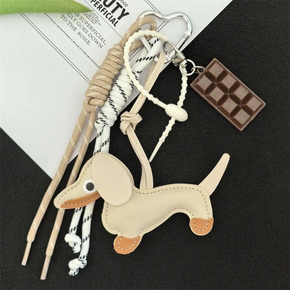 Hanging Ornament Dachshund Keychain Braided Rope Dog Keyring Dachshund Pendant Car Keyring