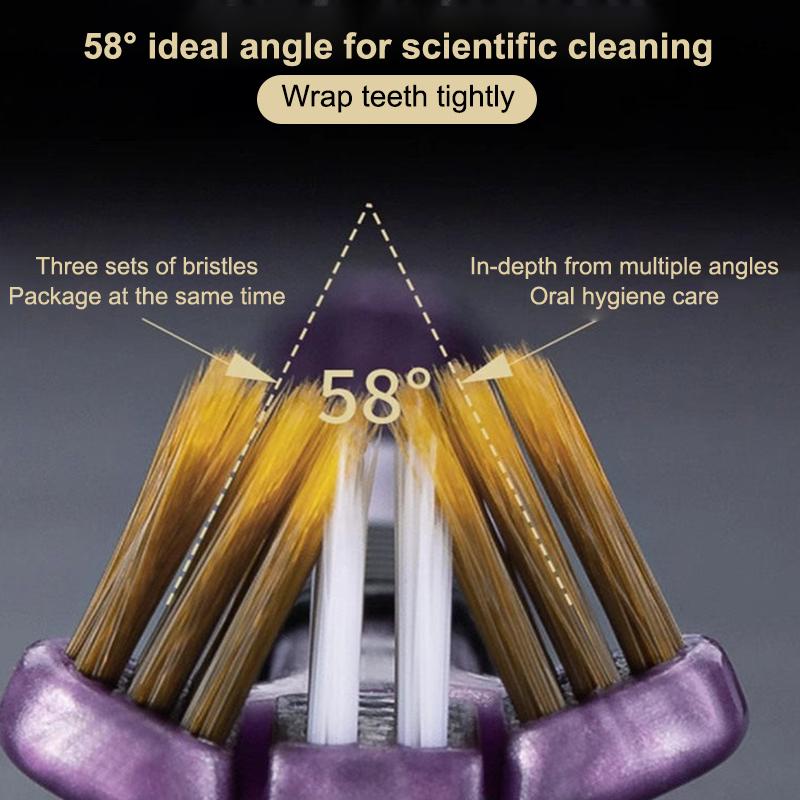 4Pcs 3D Stereo Three-Sided Toothbrush Ultra Fine Soft Hair Adult Toothbrushes Tongue Scraper Oral Care 360° Cleaning Teeth Brush