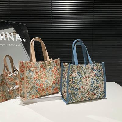 Neue bedruckte Handtasche mit großem Fassungsvermögen Damenmode vielseitige Tragetasche Arbeit Canvas Lunchbox-Tasche