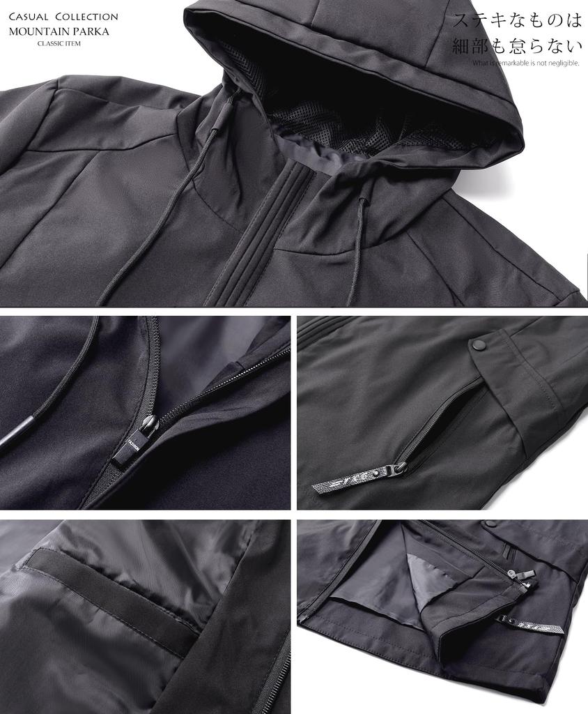 Sulliwayu Mountain Parka Cold Lightweight Fall Size Men's Jacket, Windbreaker, Outdoor, Weather, Windproof, Water-Repellent, Hooded, Lightweight,