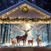 Merry Christmas Garage Door Background Banner Xmas Tree Gift Santa Claus Backdrop Winter Christmas Party Outdoor Wall Decoration