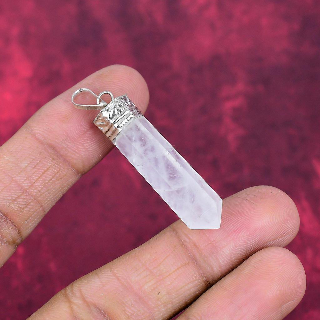 Rose Quartz Gemstone Handmade 925 Solid Sterling Silver Jewelry Designer Silver Chain Pendant Gift for Sister