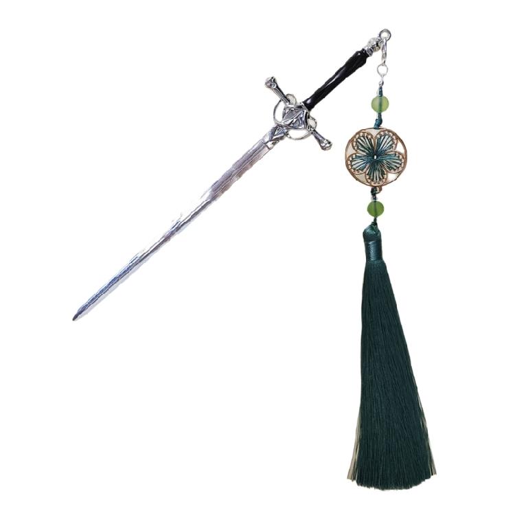 Stylish Hair Clip Swords Shaped Tassels Hair Barrette Alloy Texture Hair Accessory Hairpin Present for Swords Enthusiasts
