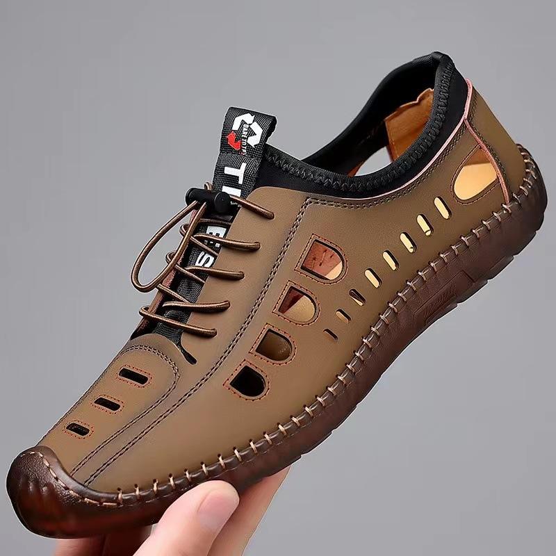 Fashion Summer Men Leather Sandals Men's Soft Breathable Non-slip Casual Flat Sandals Outdoor Beach Shoes Male Slippers Sandalias Hombre