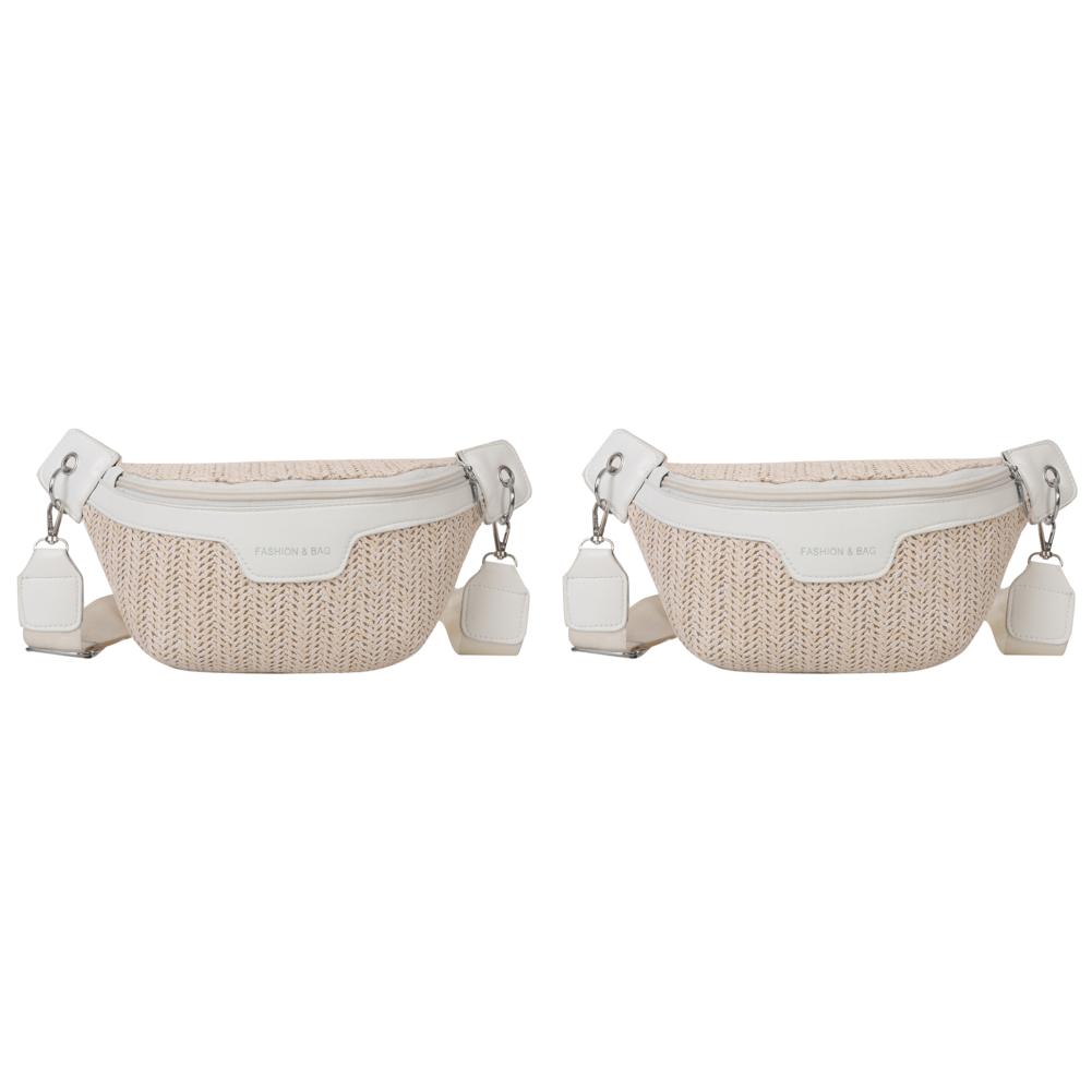 

LF# Women Crossbody Bag Summer Straw Female Clutch for Birthday Gift (White)