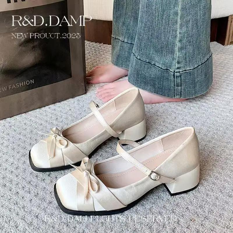 Fashion New Spring Autumn Mary Jane Shoes Fashion Shallow Round Toe Mid Heel Pumps Ladies Elegant Outdoor Single Shoes