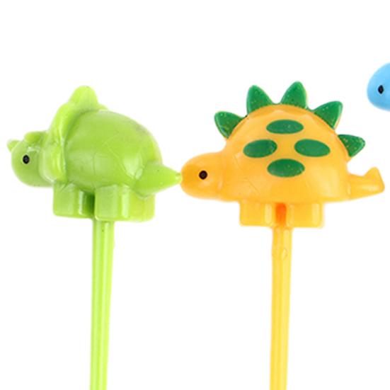 6Pcs/Set Fruit Fork Anti-slip Cartoon Plastic Dinosaur Shaped Bento Stick Party Supply