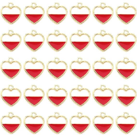 SUNNYCLUE 1 Box 100Pcs Valentines Day Colorful Heart Charms Heart Key Charm Romantic Sweet Love Charm for Jewelry Making Charms DIY Necklace Anklet 1 Box 60Pcs Hollow Enamel